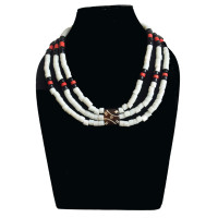 White Stripe Three Stands Necklace - Ethnic Inspiration